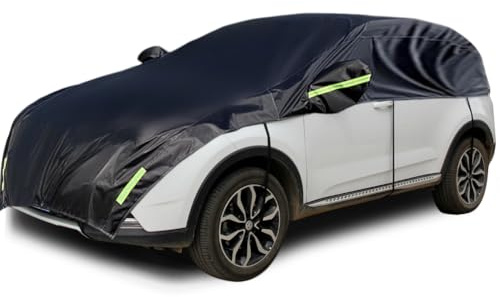 Konnfeir Halbgarage für Auto Windschutzscheibe Abdeckplane Winter Sommer Autoabdeckung wasserdicht Auto halbgarage Staubdicht Schneefest 210D Polyester mit dünner Baumwolle (Schrägheck)