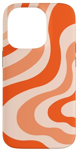 Retro Liquid Swirl abstraktes Muster in Orange Hülle für iPhone 14 Pro