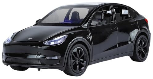 EMRGAZQD Motorfahrzeuge Replika Auto 1/24 Passend for Die Tesla Model Y Scale Car Model Collection Druckguss-Leichtmetallfahrzeuge Mit Ton Und Licht Originalgetreue Nachbildung(Black)