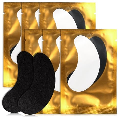 Lunamoon Augenpads für Wimpernverlängerung Wimpern Pads UV Wimpernverlängerung Pad Wimpernlifting Eye Gel Patch for Eyelash Extensions 50Paar (BLACK GOLD)
