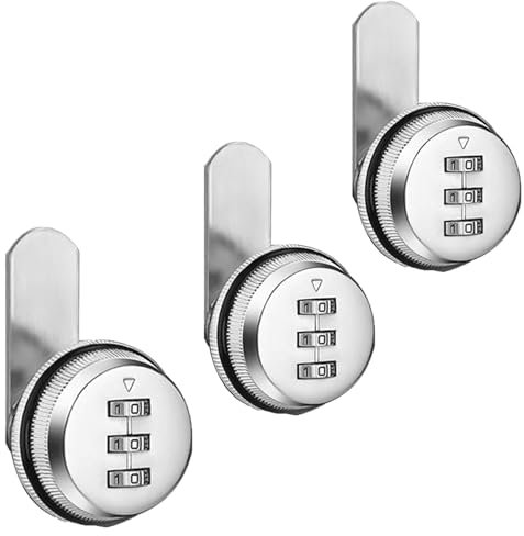 3 piezas Catelves Buzón de combinación código para 3 números, cerradura de buzón, cerradura de armario, cerradura para muebles, cerradura de cajón con contraseña, para buzón, cajones, armarios, 30 mm,