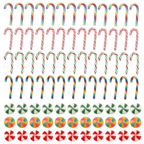 120 Mini Cannes de Noël Artificielles en Forme de Bonbons - Décorations en Argile pour Bricolage et Fêtes