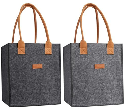 2 Pack Wine Carrier Bag - 6 Bottle Felt Tote Holder | Reusable Felt Wine Carrier With Handles