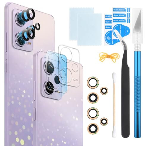 RongZy 2 Pezzi per Xiaomi Redmi Note 12 PRO 5G Vetro Lente Fotocamera Posteriore per Xiaomi Redmi Note 12 PRO 5G Lente di Ricambio per Fotocamera Posteriore Coprire con Kit di Riparazione