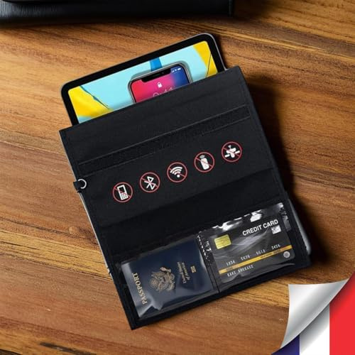 Grande Pochette Faraday Anti-Ondes pour Tablette et Smartphone clé de Voiture Protection RFID et Signal