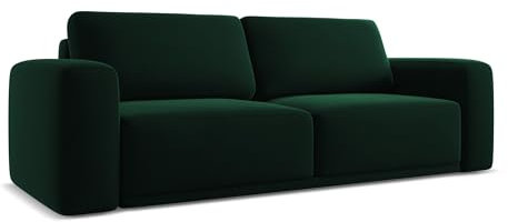 Kaila 3-Sitzer Sofa mit Schalffunktion in Grün - Schlafsofa mit Bettfunktion aus Samt, modernes Japandi & Skandi Design für Wohnzimmer, Oeko-Tex Zertifiziert 242x100x91 cm, bis 350 kg belastbar