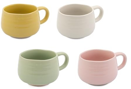 Jamie Oliver Big Love Cosy Cuppa Kaffeebecher-Set, gesprenkeltes Steingut, es Geschenk für jeden Anlass, spülmaschinenfest, mikrowellenfest, gemischte Farben, je 375 ml, 13 x 10 x 7 cm, 4 Stück