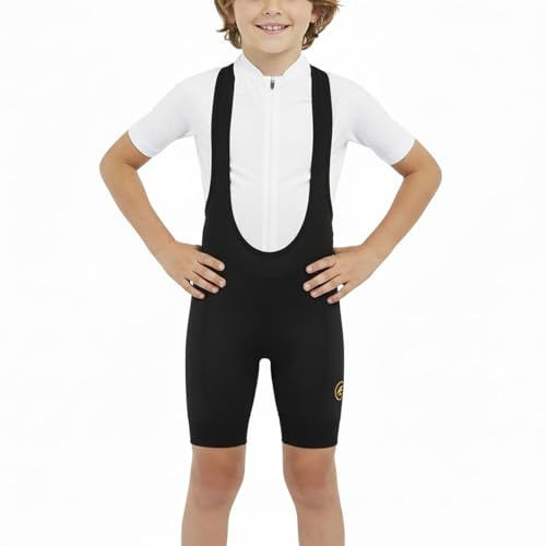 IAGUSOT Kids Cycling Shorts Boys Girls Balance Bike Youth 3D Padded Cycling Bib Shorts,Black,X-Large