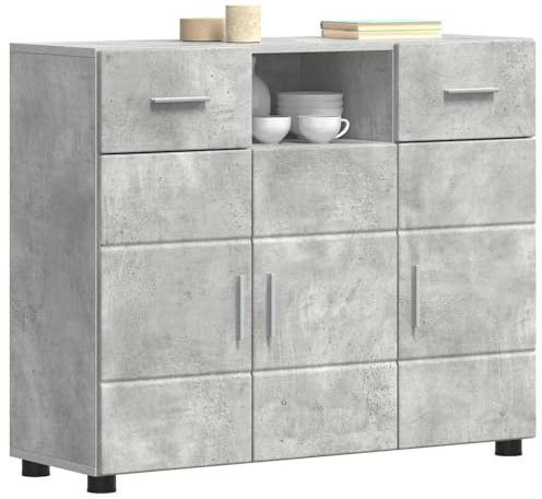 vidaXL Sideboard Concrete grey 88.5 x 30.5 x 73 cm Engineered wood, Stylish Organizers, Modern Living Room Furniture Set, Ample Storage Solutions, Contemporary Cabinets, Minimalist Design Ideas