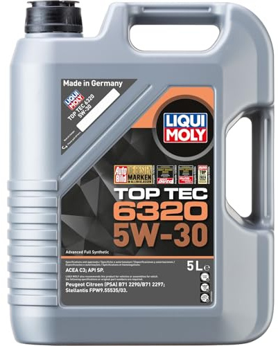 LIQUI MOLY Motoröl 5W-30 Top Tec Motor Öl ACEA C3 API SP 6320 5L Kompatibel mit NISSAN Qashqai/Qashqai +2 I J10, NJ10, HYUNDAI Tucson TL, TLE, MAZDA CX-5 KE, GH, TOYOTA Yaris Schrägheck P9
