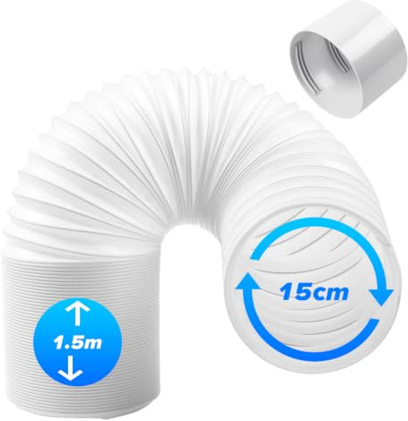 TIHOOK Portable Air Conditioner Hose w/Coupler, 15 * 150cm / 5.9 * 59in | AC Exhaust Vent Flexible Hose, Anti-Clockwise Thread Air Conditioner Parts for Air Conditioner Unit Tumble Dryer Dehumidifier