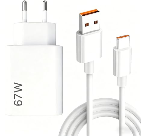 JEYXR 67W Chargeur Rapide avec 6A Câble USB C 1m pour XiaoMi,Chargeur USB C | 67W Chargeur Turbo Rapide pour Xiaomi 17 15 Ultra/15 Pro/15T 14T 13T 12T 14 13 12 Lite,Redmi Note 15 14 13 12 11 10 Pro 5G