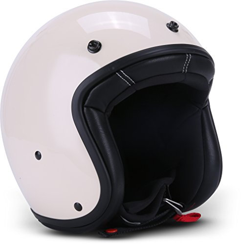 Rebel R9 Motorrad-Helm Roller-Helm, ECE Fiberglas SlimShell Tasche, XL (61-62cm), Creme