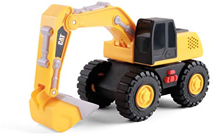 Cat - Plongez dans L'ACTION avec LA PUISSANTE EXCAVATRICE Tough Machines 25 cm ! Sons, lumières et Vibrations - Jouet véhicule de Chantier articulé à Fonctions, Jaune