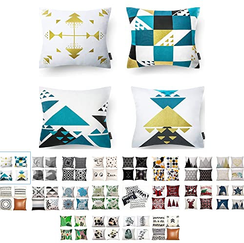 MOCOFO Throw Pillow, Smocked 4 Set DIY Home Decor Stylelish Decorative Velvet Couch Accent Pillows Covers,Stripes Geometric Soft Fuzzy Faux Fur Cozy Woven Plush Sofa Square 18 x 18 inch