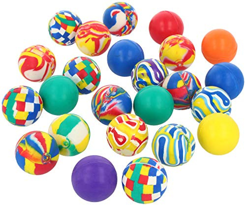 com-four® 24x Flummi zum Spielen für Kinder - Bunte Springbälle als kleines Mitgebsel - Flummis in verschiedenen Farbmustern [Auswahl variiert] (24 Stück - bunt)