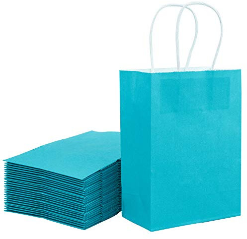 Loveinside 15X8X21 cm Papiertüten Kleine Kraft Blue Geschenktüten Bulk Mit Griffen Für Geburtstag Hochzeitsfeier Gefälligkeiten 25 Stück/Set