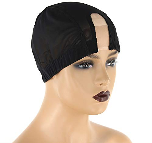 Towarm Narrow U-Part Perückenkappe zum Herstellen von Perücken mit verstellbarem Riemen, mittlere Größe, schwarz, gewölbtes Netzgewebe, Perückenkappe für Frauen und Mädchen, DIY Perücken