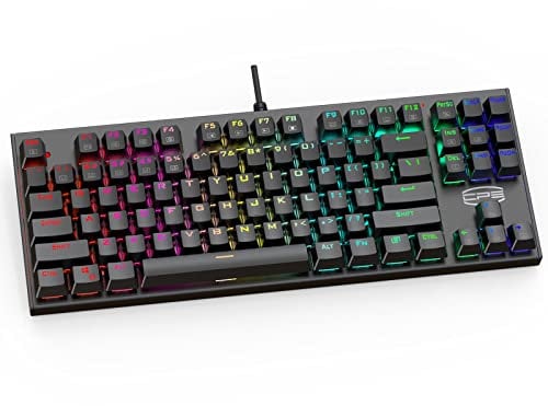 CP3 Mechanical Gaming Keyboard RGB Light up Keyboard Wired Anti-ghosting 87 Key Small Gaming Keyboard with Blue Switches for Laptop, Windows, PC Games and Work