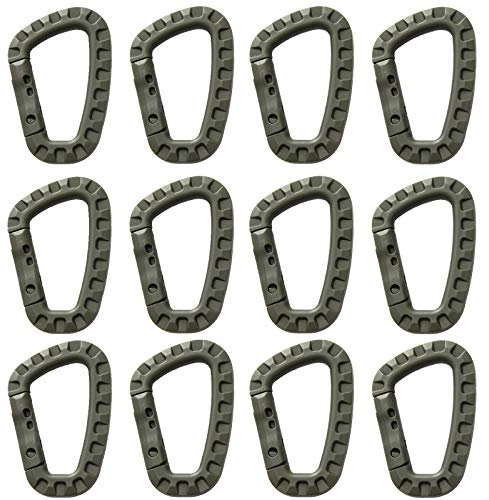 Sports Karabiner Haken Schnapphaken Rucksack Karabiner Clip Verschluss Haken Klettern Clips Snap für Tasche Gepäck Camping Reisen und Wandern Schlüsselanhänger Outdoor 12 Stück Set (Armeegrün)