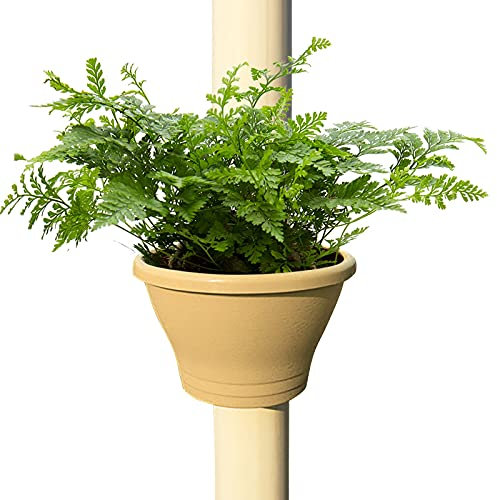 Momolaa Pot de Fleur Rond avec Tuyau de Pluie - Support de Pot de Fleur pour Tuyau de vidange - jardinière - Pot Suspendu (Beige, L)