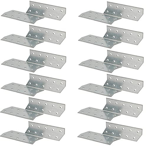 KOTARBAU® 12 x Escuadras asimétricas 170 x 40 mm, Conectores de vigas de acero, Escuadra asimétrica derecha, Conectores para madera, Escuadras para unión de madera, 12 unidades