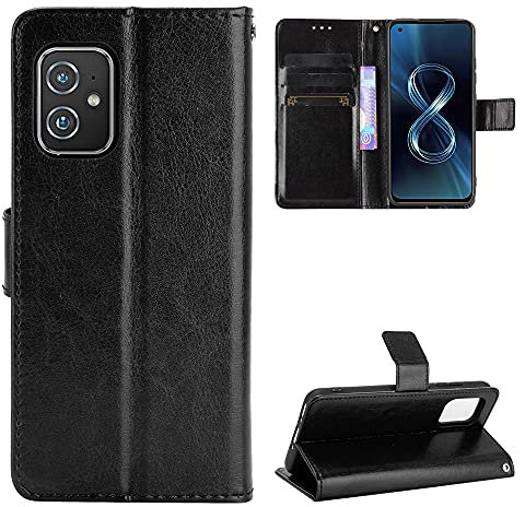 QiongniAN Cover per ASUS ZenFone 8,Custodia per ASUS ZenFone 8 ZS590KS Custodia Portafoglio in Pelle Flip Case Black