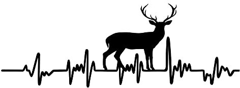 Finest Folia Aufkleber Herzschlag Tiere Breite 27cm Lifeline Heartbeat Deko Sticker Selbstklebend für Auto Kühlschrank Laptop Autoaufkleber K150 (Schwarz Matt, 14 Hirsch)