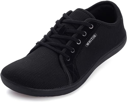 WHITIN Barfußschuhe Damen Barfuss Schuhe Barfussschuhe Breite Barfuß Sneaker Knit Barefoot Shoes Minimalschuhe Trail Laufschuhe Weit Zehen Outdoor Schwarz 38 EU
