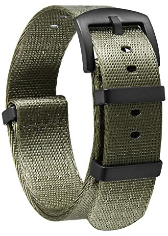 BINLUN Nylon Watch Straps Thick G10 Premium Ballistic Multicolor Replacement Watch Bands with Silver/Black Stainless Steel Buckle for Men Women 18mm 20mm 22mm 24mm(B-Green,24mm)