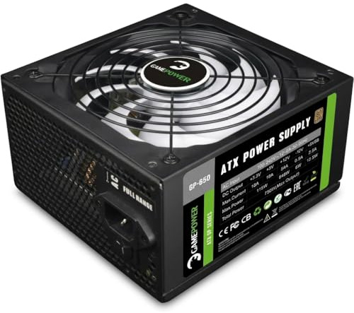 GAMEPOWER GP-650 ATX Netzteil, 650W, 80 Plus Bronze Zertifiziert, Ultra-leise 140-mm Lüfter, Aktive PFC-Effizienz, Effizienz von bis zu 85%, Gaming PC Power Supply