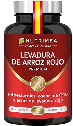 Levadura Roja de Arroz Premium | 2,8mg MonacolinaK | 90 Cápsulas | Coenzima Q10 y Fitoesteroles de Pino Lipophytol | Sin citrinina | Colesterol y salud cardiovascular | Vegano | Nutrimea