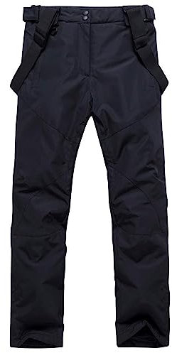 ALSOGO Herren Ski Bib Hose wasserdichte Winddichte Schneehose Outdoor Hose Snowboard Lätzchen mit Abnehmbarem Riemen Black L