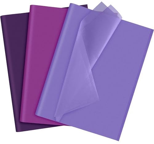 NEBURORA Assorted Purple Tissue Paper Set 60 Sheets Gift Wrap Paper Violet Purple Crafts 3 Colors for Halloween DIY Arts and Crafts Wedding Birthday Holiday Gift Packaging and Party Decoration