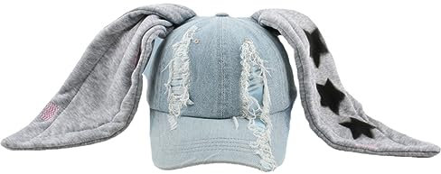 OMLAMP Y2k Mützen mit Hasenohren, Kpop-Outfits für Damen, Baseballkappe, Hip-Hop-Mützen, Grunge-Mädchen-Kappen, Sternenohren, Einheitsgröße