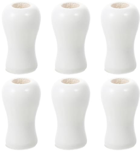 Amosfun 6pcs Wooden Pull Cord Ends, Window Blinds Cord Knobs Drop Pull End Replacement for Roman Shades Curtain Craft - White