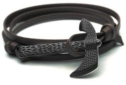 New Black Synthetic leather anchor men axe bracelet viking Jewellery