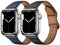 Slim Leather Strap for Apple Watch Strap 49mm 45mm 44mm 42mm, Adjustable Leather Replacement Watch Band for iWatch Series Ultra/Ultra 2 SE 2 SE 9 8 7 6 5 4 3 2 1 for Women Men, Black/Midnight Blue