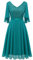 Dressystar Cocktailkleid Elegant Abendkleid für Hochzeit Chiffon Cape Overlay V-Ausschnitt Knielang A-Linie Abiballkleider Glitzer Pfauengrün XL