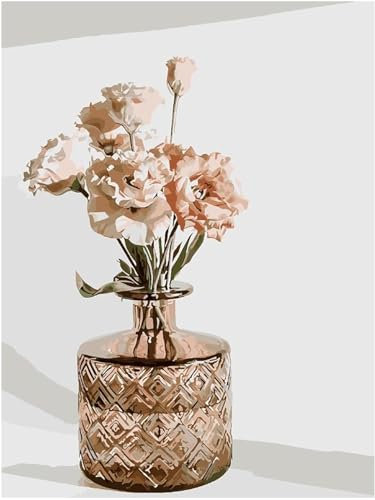 Maysurban Peinture par Numéros Adultes, Kit de Peinture à l'huile DIY pour Débutants et Eenfants, Peintures Acryliques et 4 Pinceaux,sans Cadre 40x50cm,Vase sarcelle