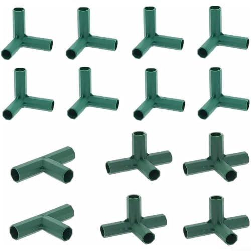 BlissfulAbode 14 Stück Gewächshaus-Rahmenverbinder PVC Fitting 3 Typ Garten Rahmen Stöcke Verbinder Garten Rahmen Käfige Eckverbinder Gewächshaus Zubehör, WX4GSRJ6082W9I324R43