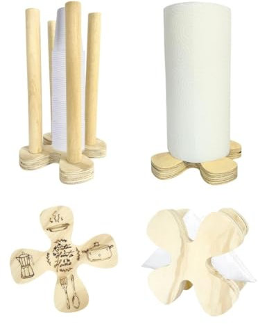 Set Accessori Cucina, Kit 4 Pezzi da Tavolo, Porta Rotolo da Cucina Bicchieri Tovaglioli Sotto Pentole Mestolo Moka Caffè, Idea Regalo Festa della Mamma Nonna