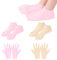 2 Paia di Calzini e Guanti in Silicone - Set Riutilizzabile Spa Idratante per Piedi e Mani, Cura dei Piedi e delle Mani, Antiscivolo, Morbido ed Elastico