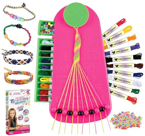 Aolawco Freundschaftsarmbänder Selber Machen, DIY Armband Set für 6-12 Jahre Alt mit 20 Threads und 100 Buchstabenperlen, Kinder bastelset Spielzeug Geschenk für Mädchen