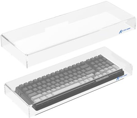 ATTACK SHARK Clear Acrylic Keyboard Dust Cover Waterproof Cover for 98 Keys Mechanical Keyboard,17.4 * 6.5 * 1.9 in,Compatible with Size Below 98 Keys Keyboard,Anti-Knock Keyboard Cover-White