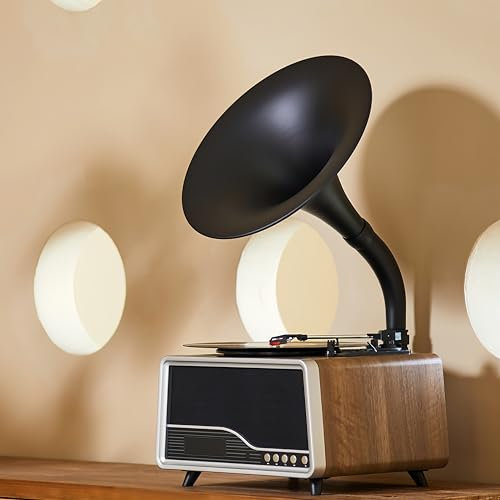 HZLSBL Italian-Style Gramophone Record Player(Oak color)