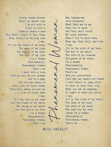 kisoyo Vintage Metall-Blechschild Phänomenale Frau Maya Angelou Gedicht Vintage Poster Neuheit Landhof Küche Haus Garten Wandkunst Dekor Garage Dekoration 20,3 x 30,5 cm
