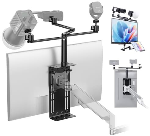 ULANZI VS01 Overhead Camera Mount Stand for VESA Monitor, 1/4'' Universal Mount Rig with Flexible Arms, 360° Ball Head Adjustable Holder for Video Recording Live Stream DSLR Camera Mic Light