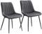 SONGMICS Esszimmerstuhl 2er Set, Küchenstuhl, Samt,Polsterstuhl, bis 120 kg belastbar, Stahlbeine, Gebogene Rückenlehne, für Esszimmer, Küche, grau-tintenschwarz LDC090G05