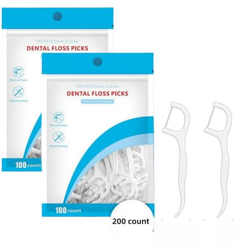 200 Stück Zahnseide stick Zahnpflege Interdental Flosser Zahnreiniger Sticks, Zahnseidensticks, Zahn Draht, Dental Floss,Zahnstocher Stick Oralpflege 2er Pack